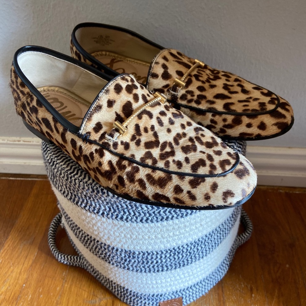 Sam Edelman Leopard print calf hair loafers